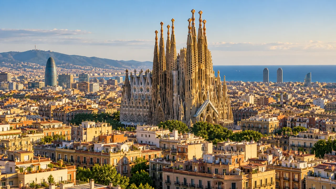 Sagrada Familia y panorama de Barcelona
